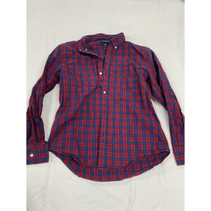 Bonobos Men's Medium Short Standard Fit Plaid Button Down Shirt Long Sleeve Red